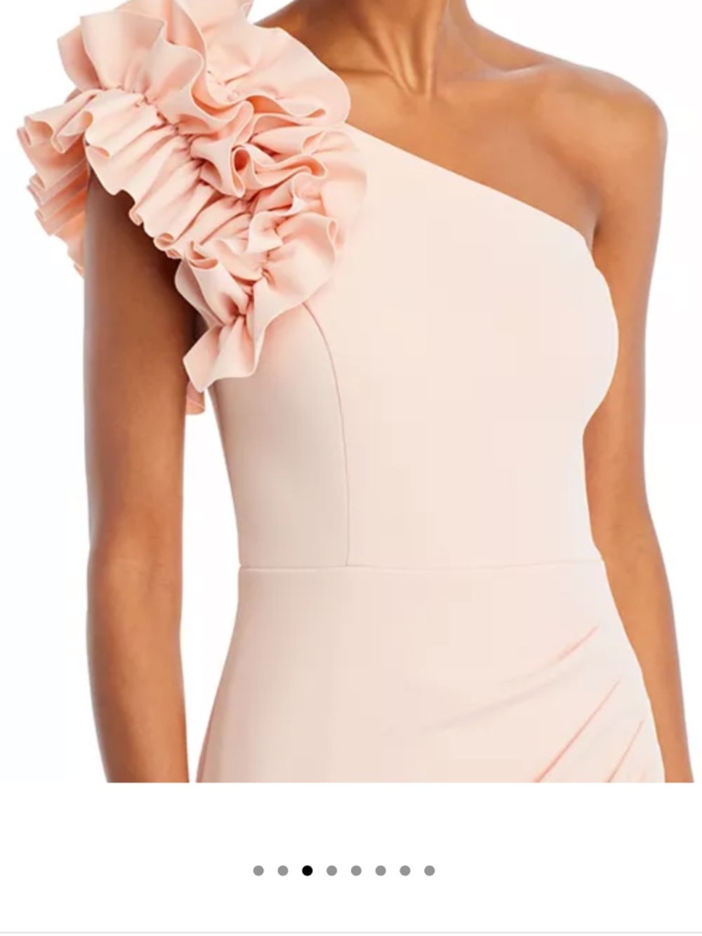 Aqua One-Shoulder Ruffle Dress in Blush Pink